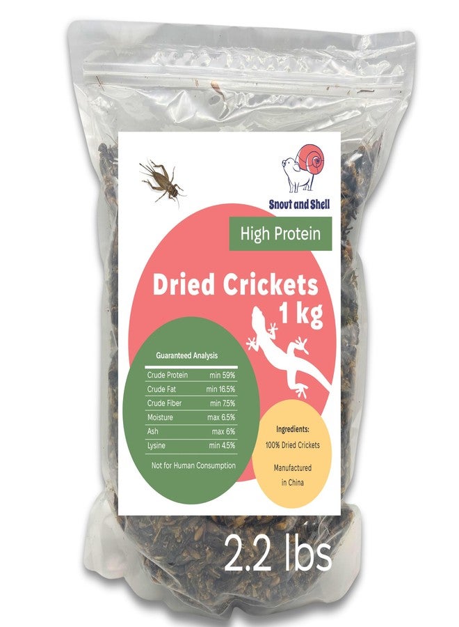 Snout and Shell Dried Crickets (2.2 lbs) for Reptiles, Birds, and Small Pets - Natural Insect Food with Essential Nutrients - 1 kg - Image 1